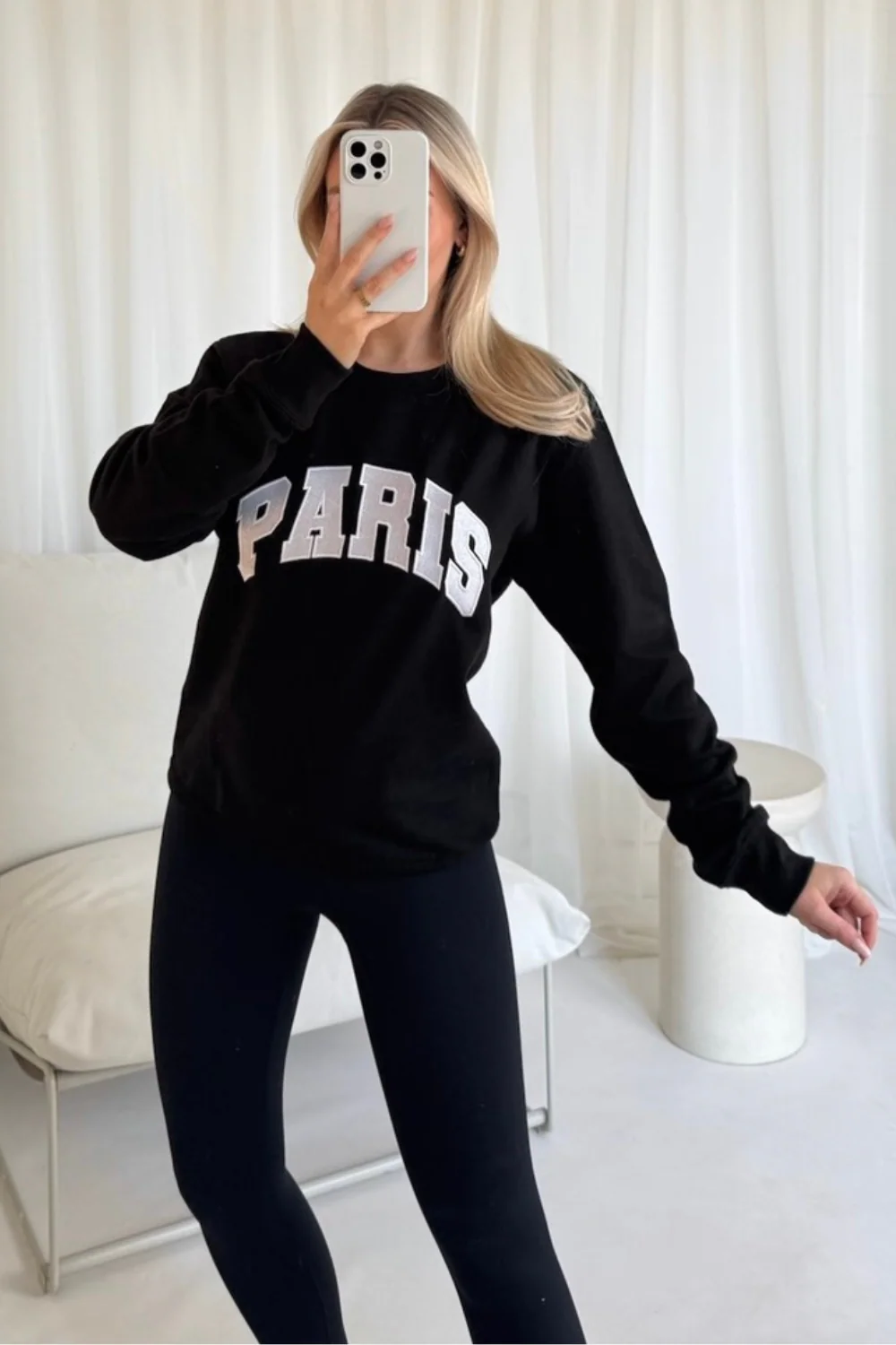 Paris black embroidered sweater - Image 2