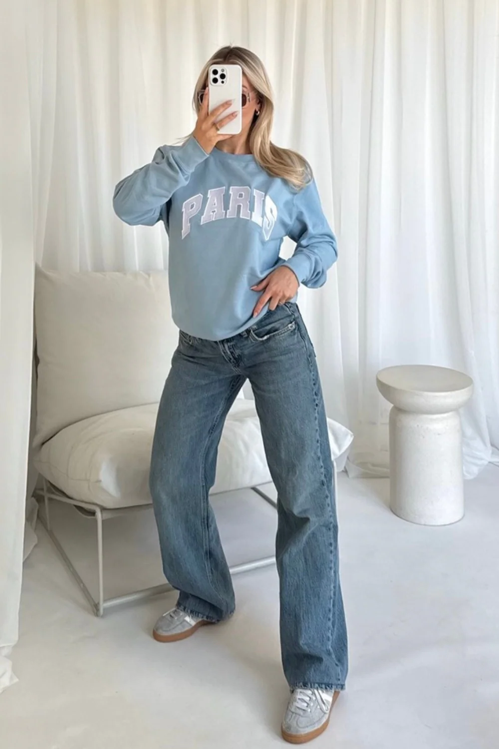 Paris blue embroidered sweater - Image 2