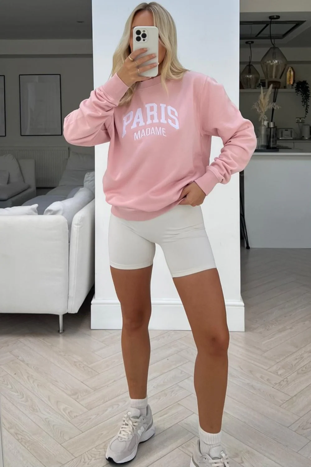 Paris madame pink round neck embroidered sweater - Image 3
