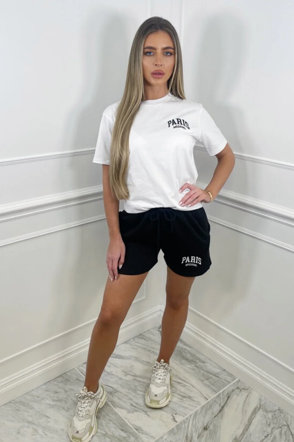 Paris madame white & black embroidered short co-ord - Image 5