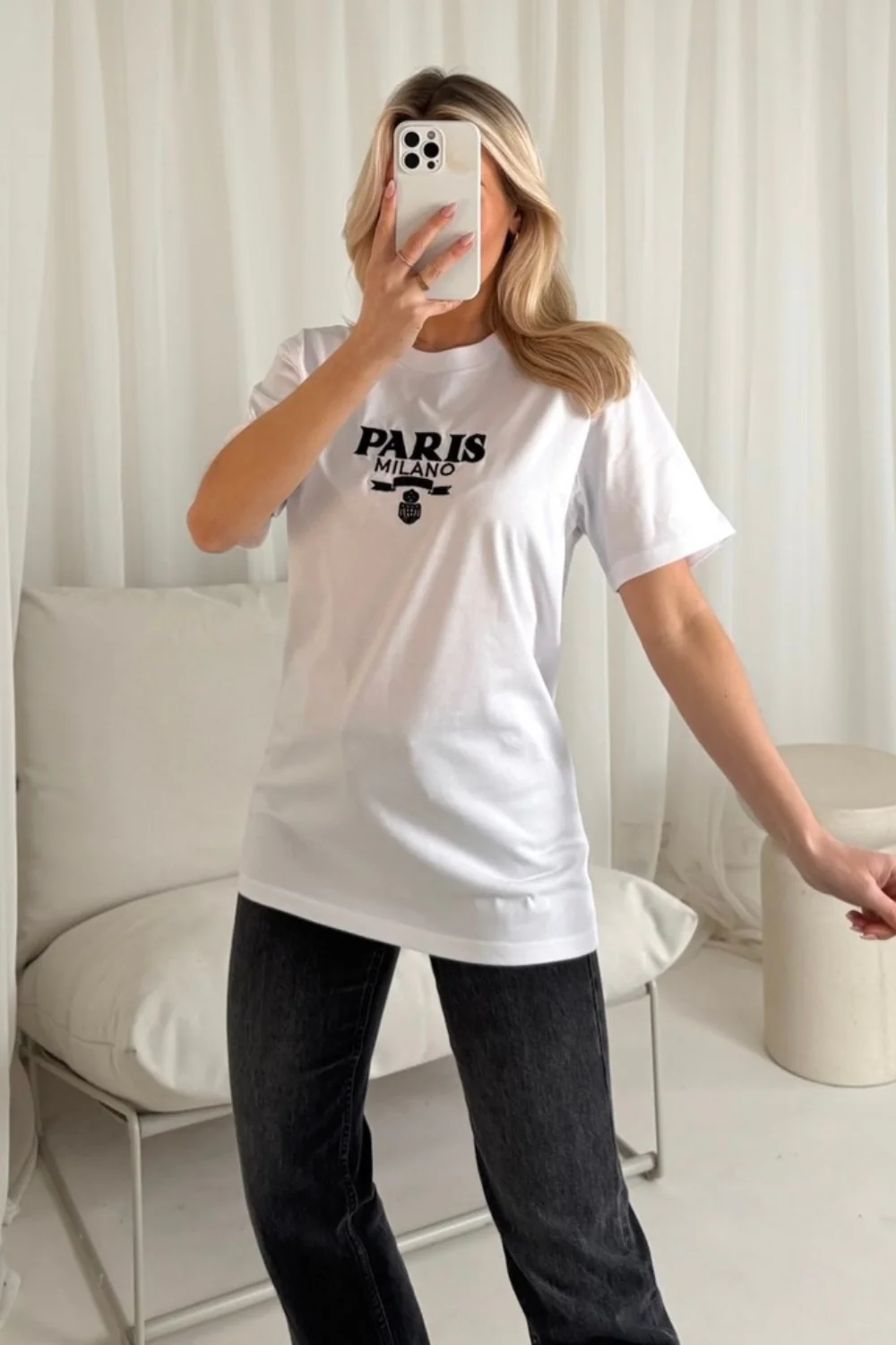 Paris Milano white embroidered t-shirt - Image 2