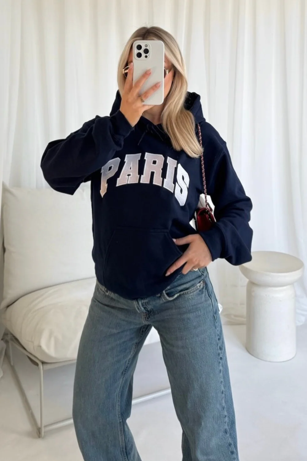 Paris navy embroidered sweater