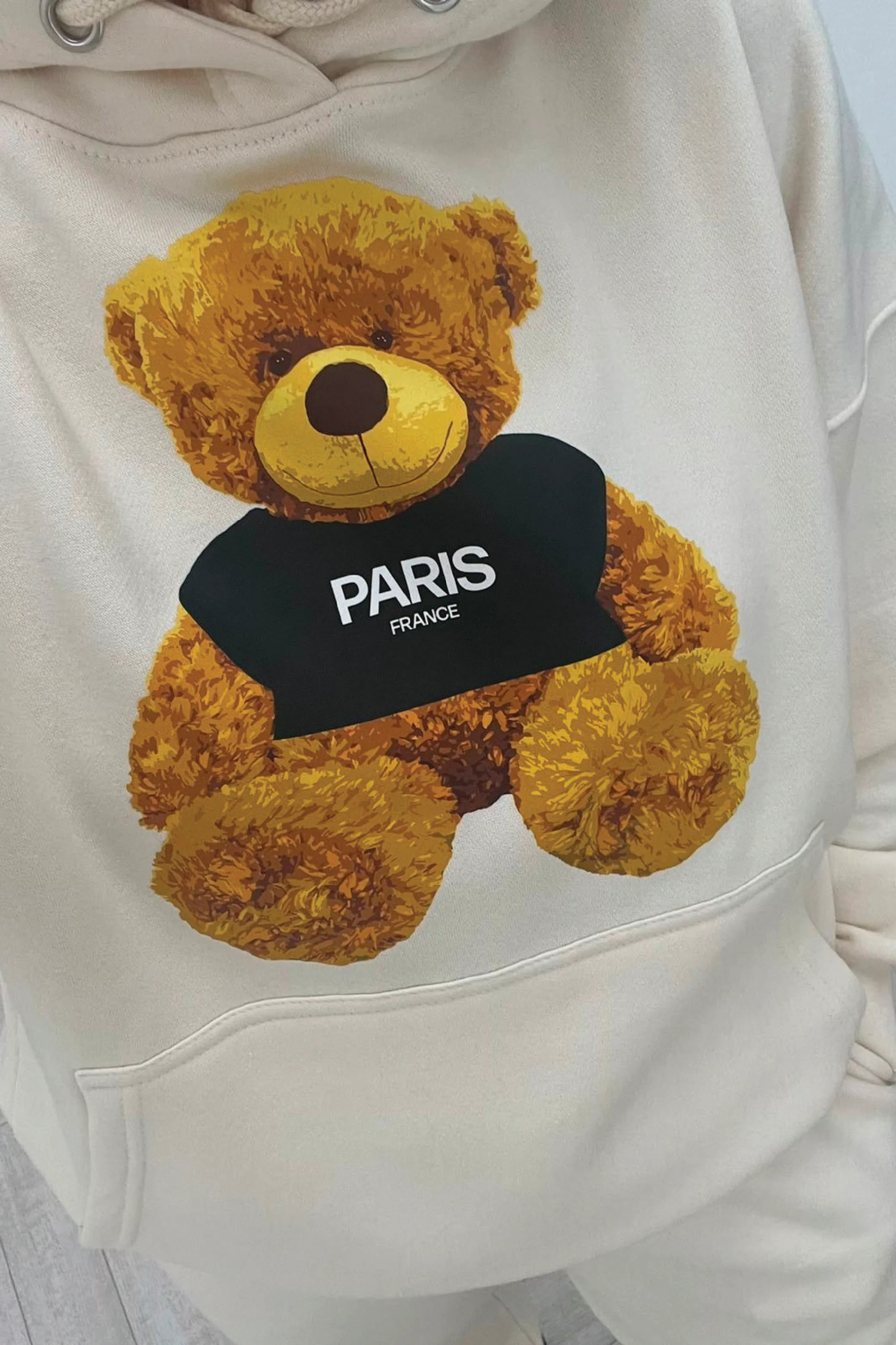 Paris teddy ecru hooded loungewear set - Image 2