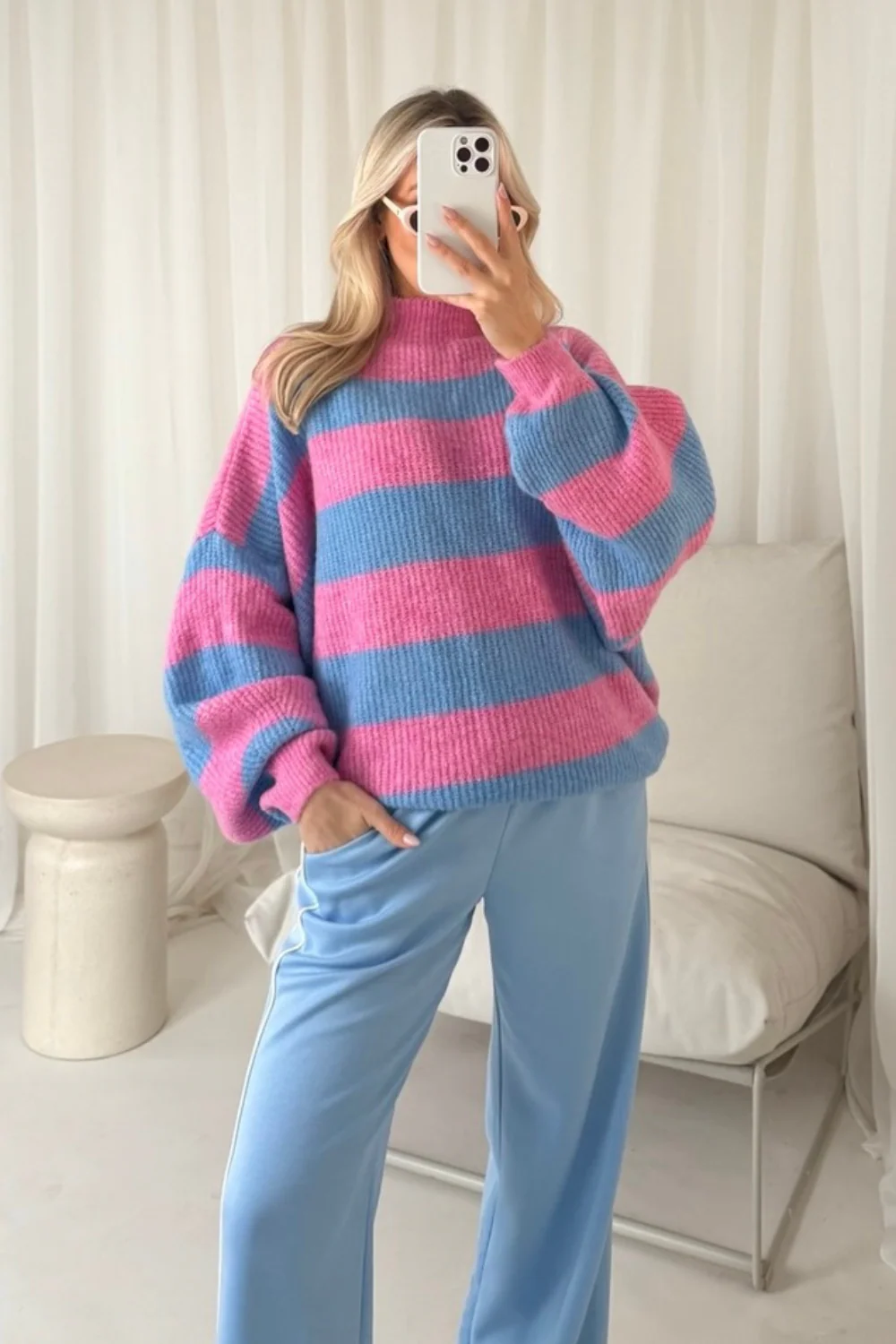 Payton pink & blue stripe knit jumper - Image 3
