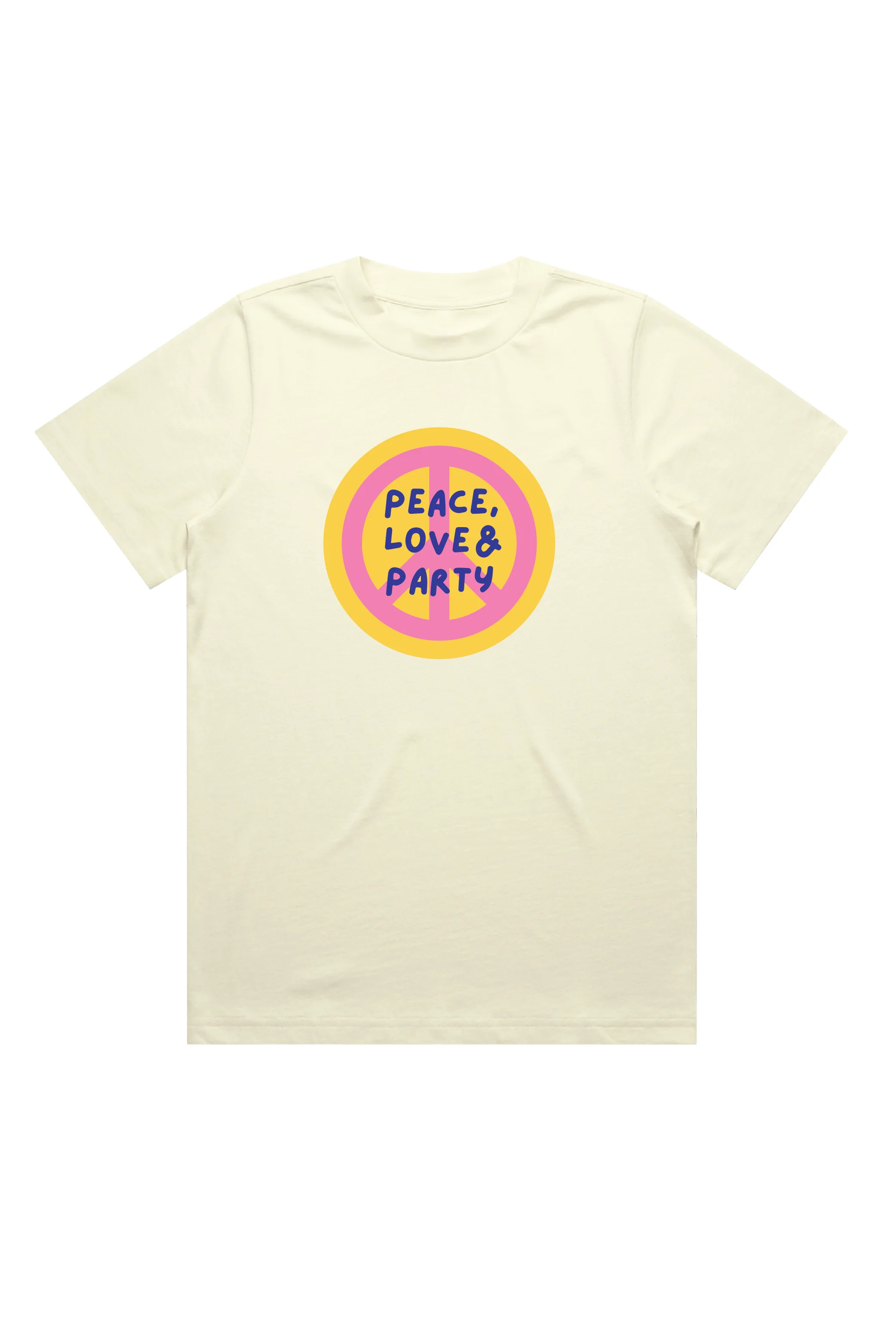 Peace, love & party ecru heavyweight back print t-shirt - Image 5