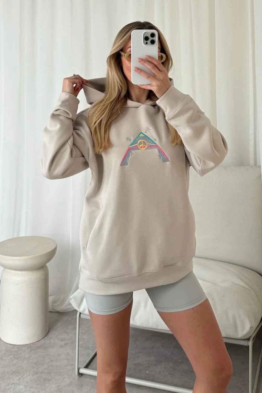 Peace pyramid bone embroidered premium hoodie - Image 3