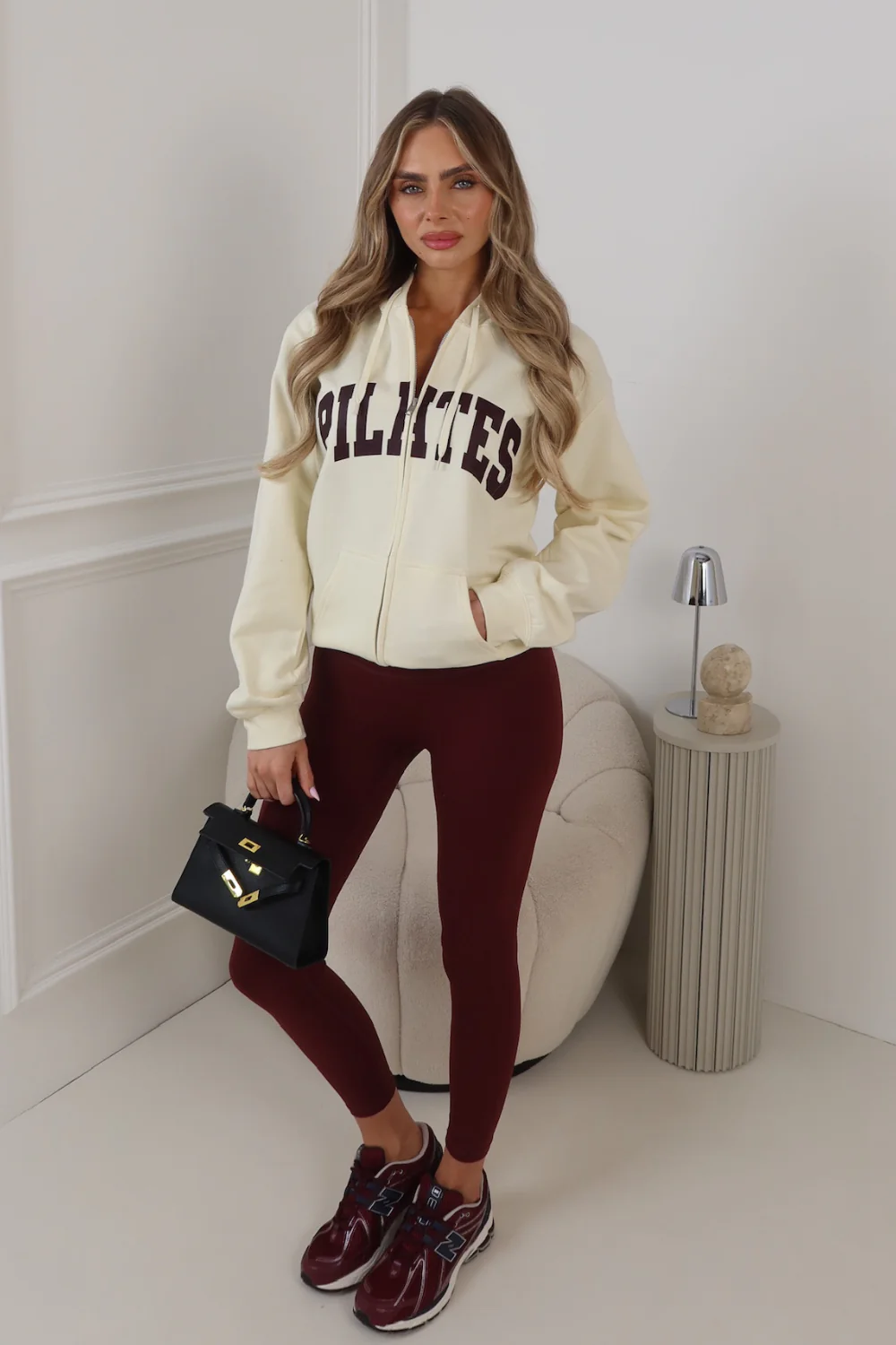 PILATES CREAM PRINTED FULL ZIP HOODIE - Image 2