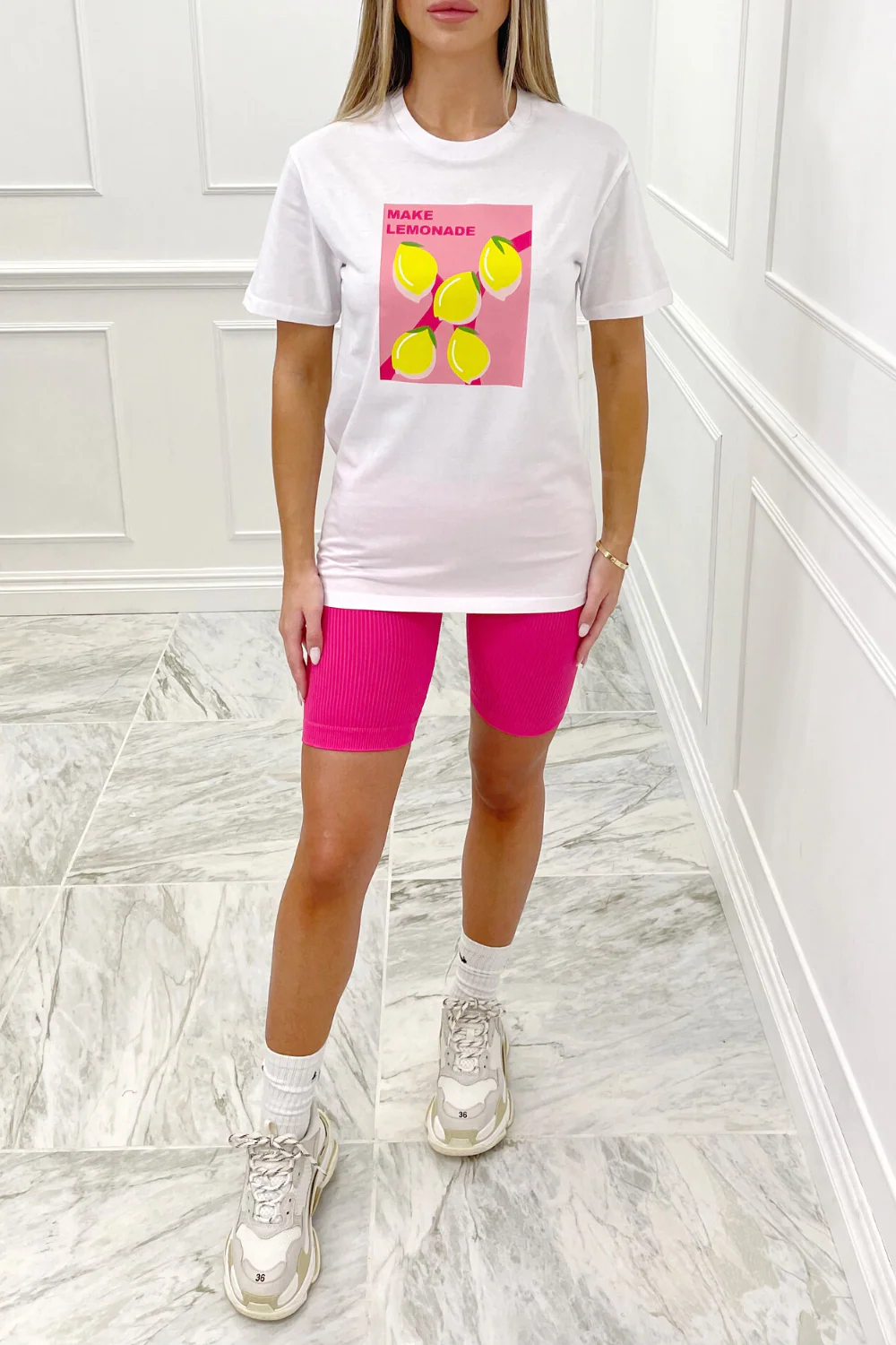 Pink lemonade printed white tee - Image 2