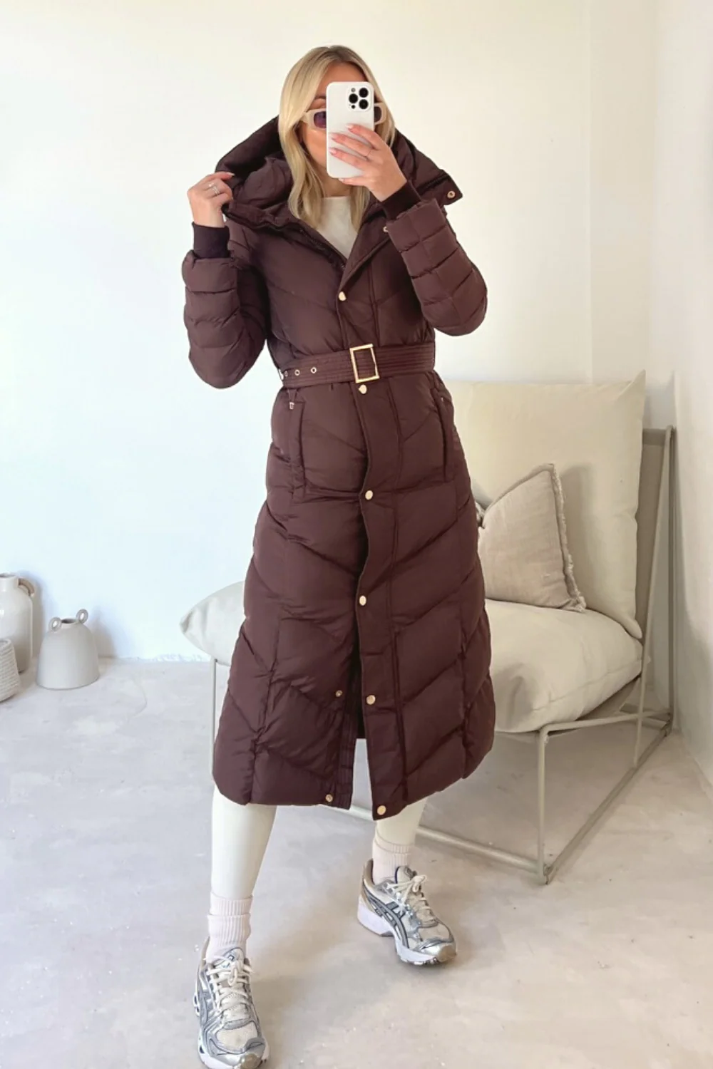 Poppy chocolate padded hooded coat - Image 2