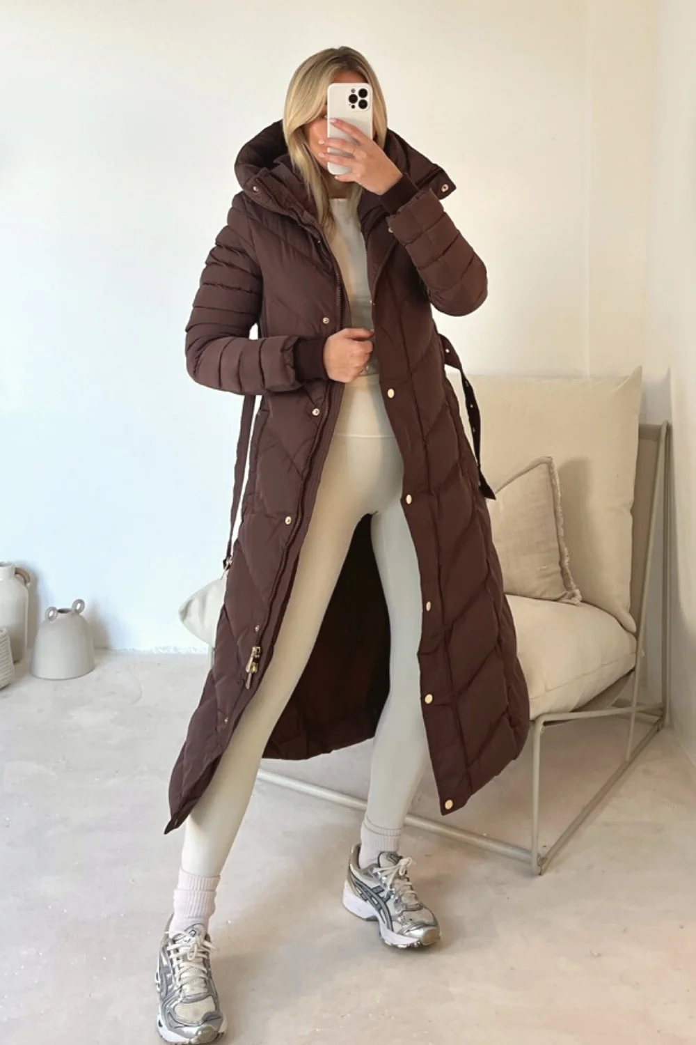 Poppy chocolate padded hooded coat - Image 4