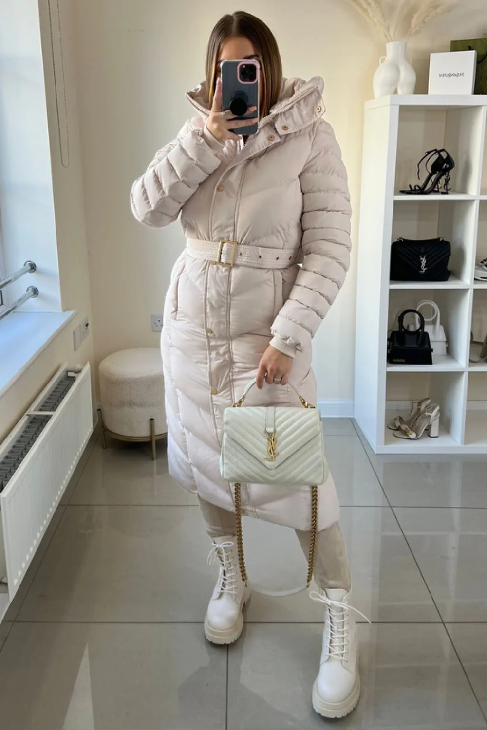 Poppy cream padded hooded coat - Image 4