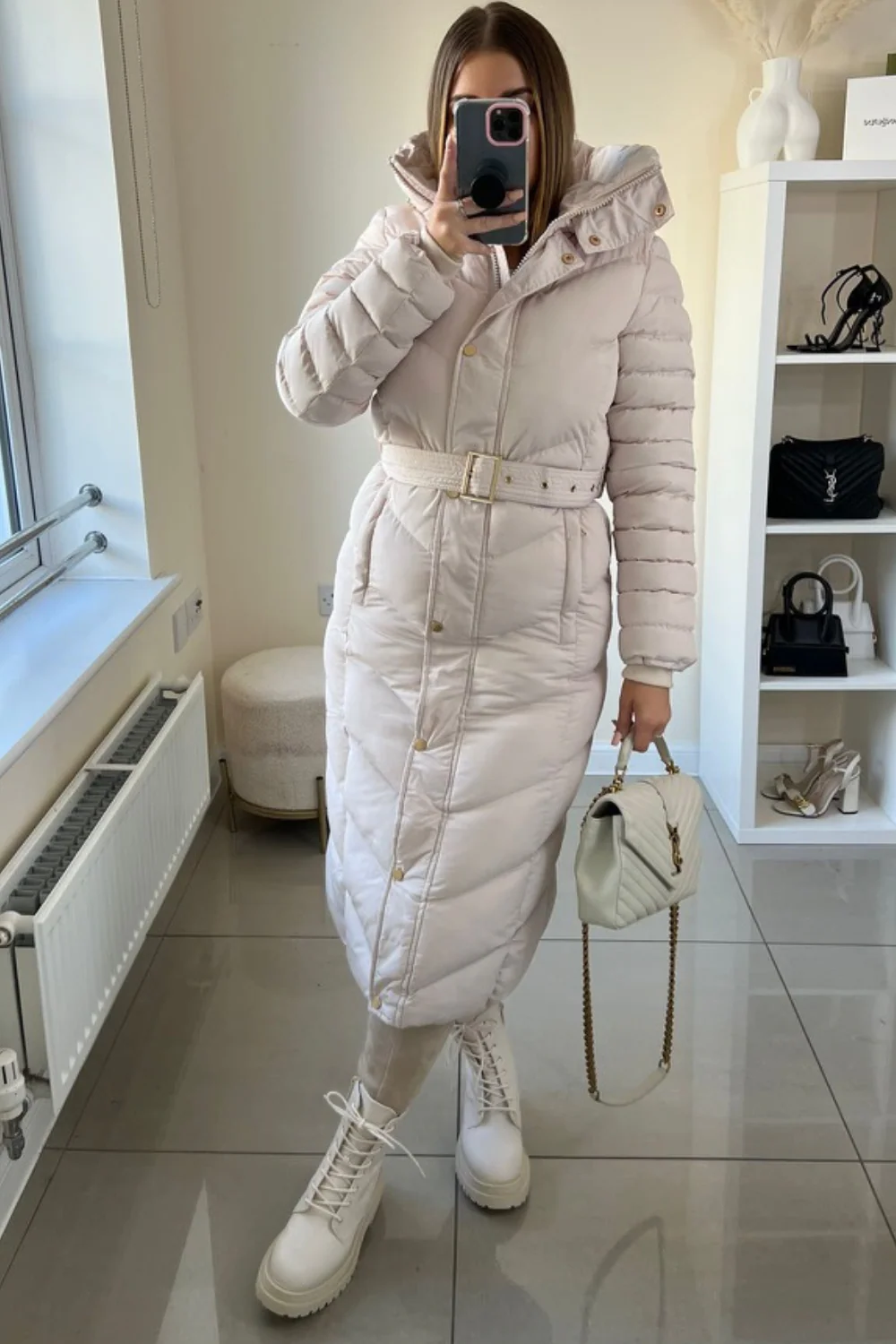 Poppy cream padded hooded coat - Image 5