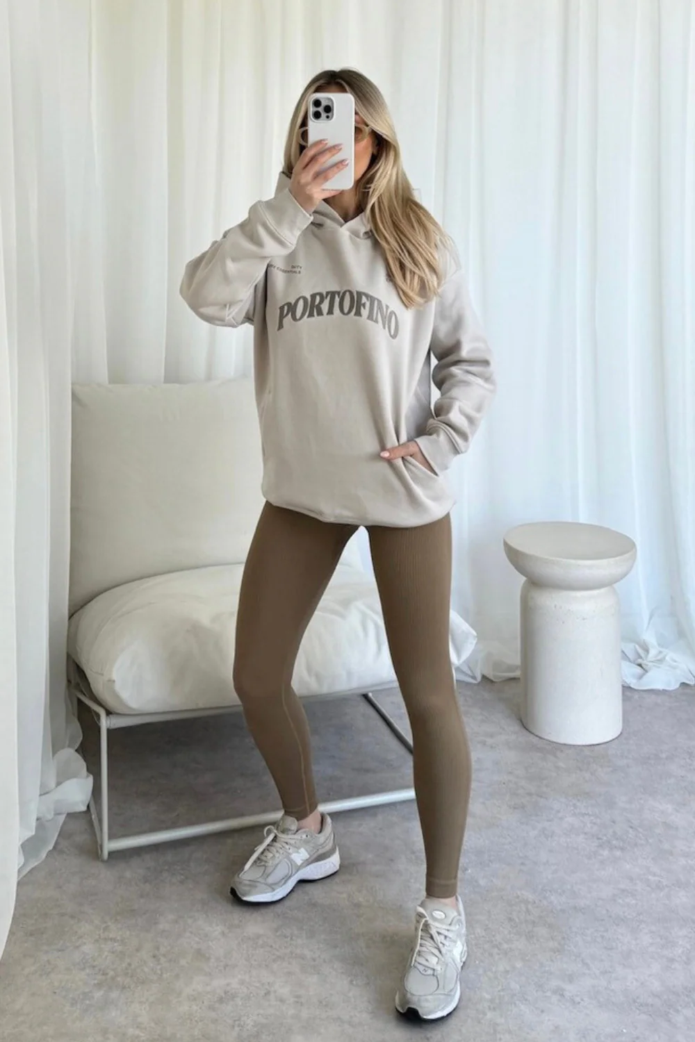 Portofino bone embroidered hoodie and legging set - Image 2
