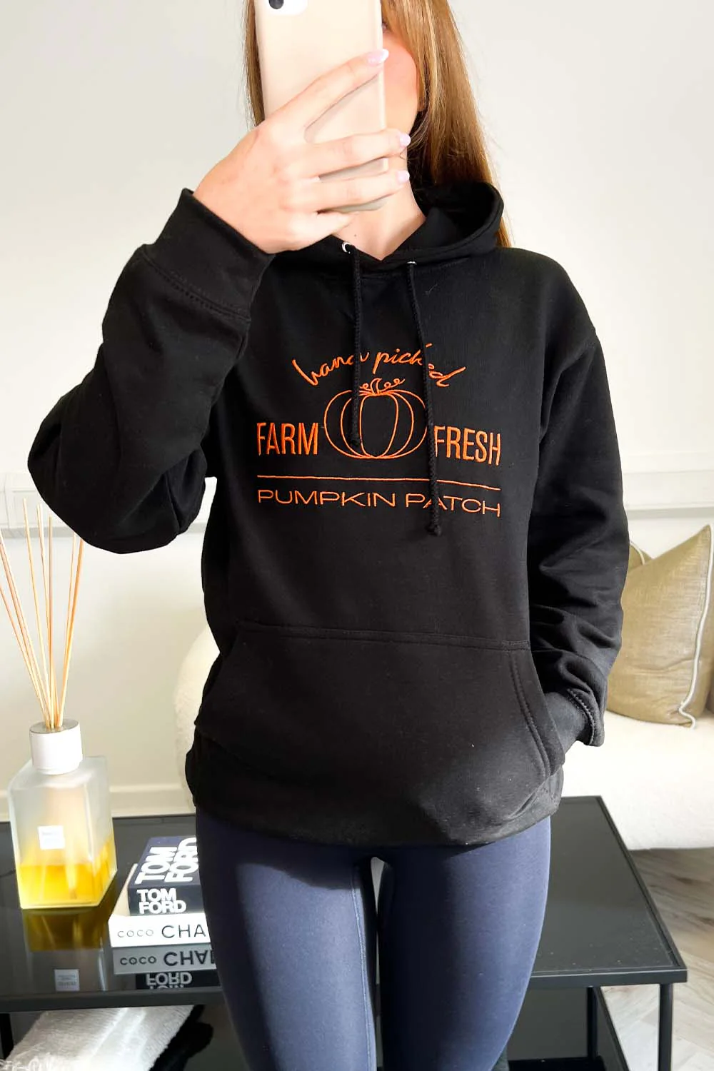 Pumpkin patch black embroidered hoodie - Image 2