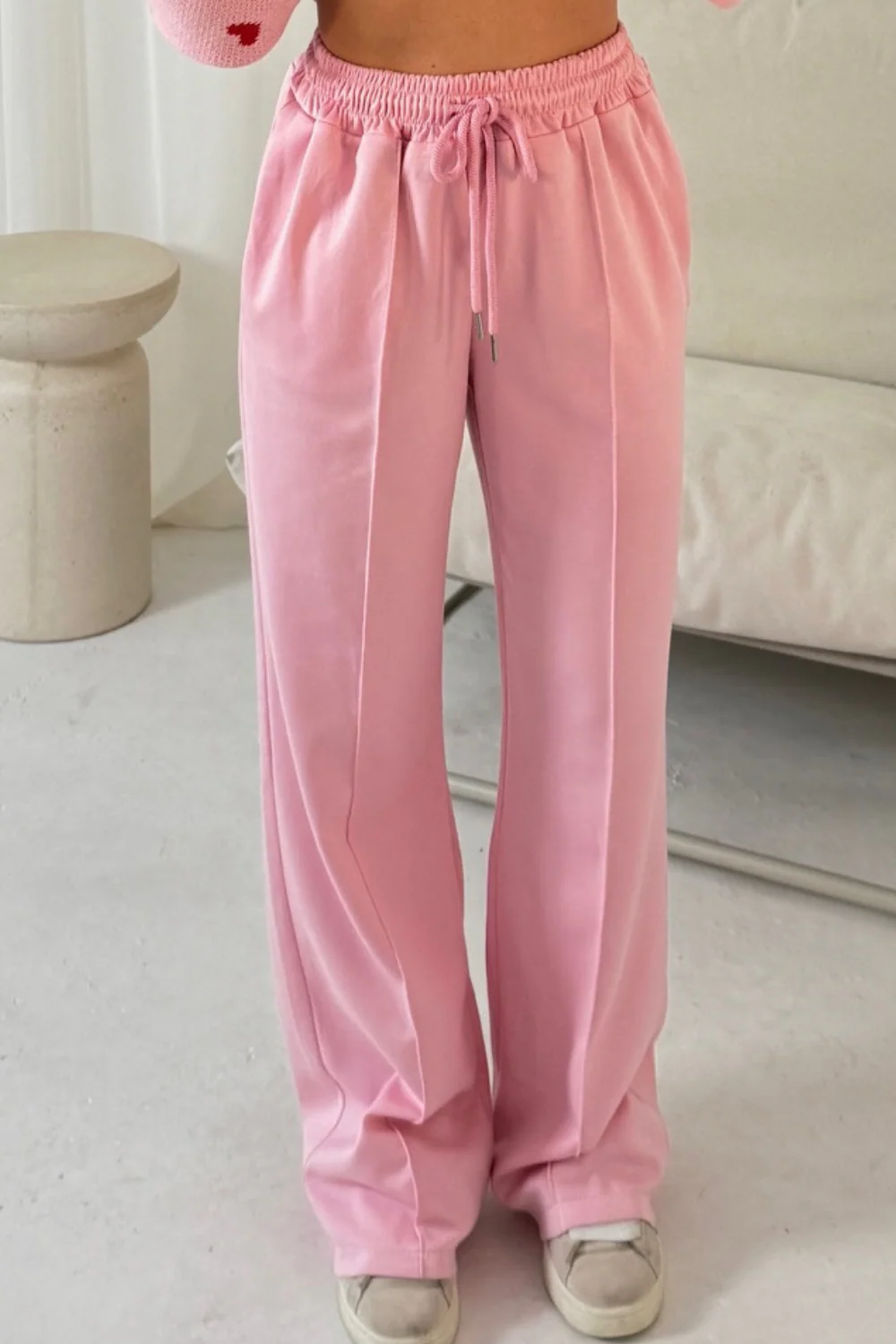 Quinn baby pink jersey straight leg joggers