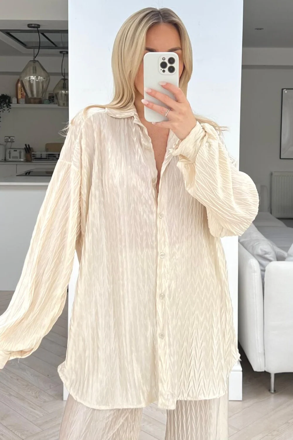 Raven champagne pleated shirt trouser coord - Image 2