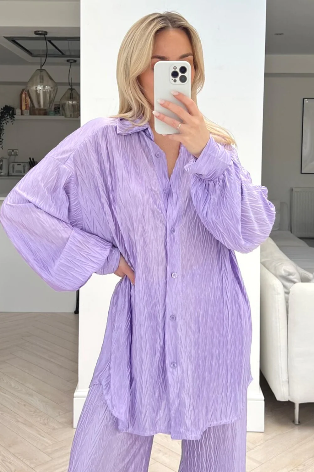 Raven lilac pleated shirt trouser coord - Image 2