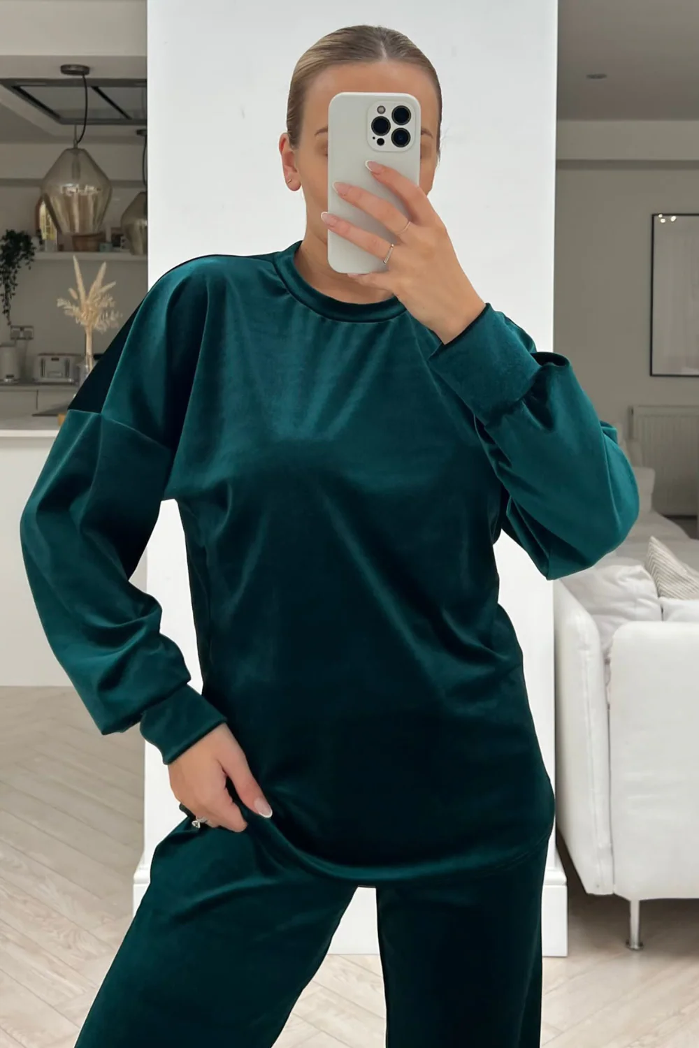 Remmy khaki velour wide leg loungewear set - Image 2
