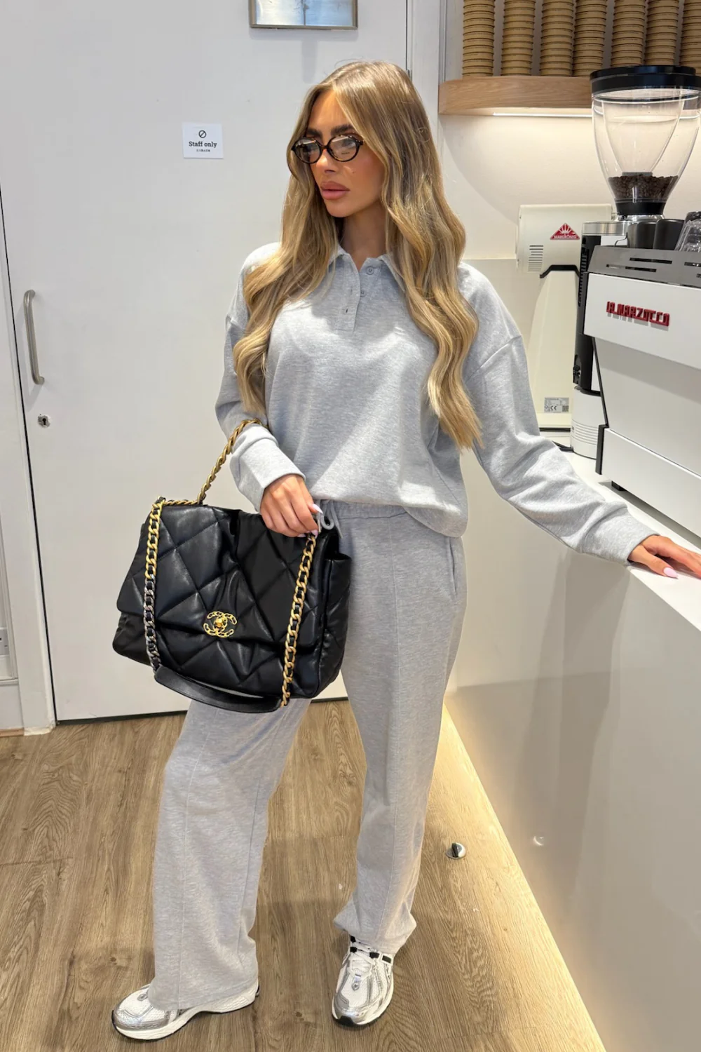 RENEE GREY POLO SHIRT LOUNGEWEAR CO ORD TWO PIECE SET - Image 3