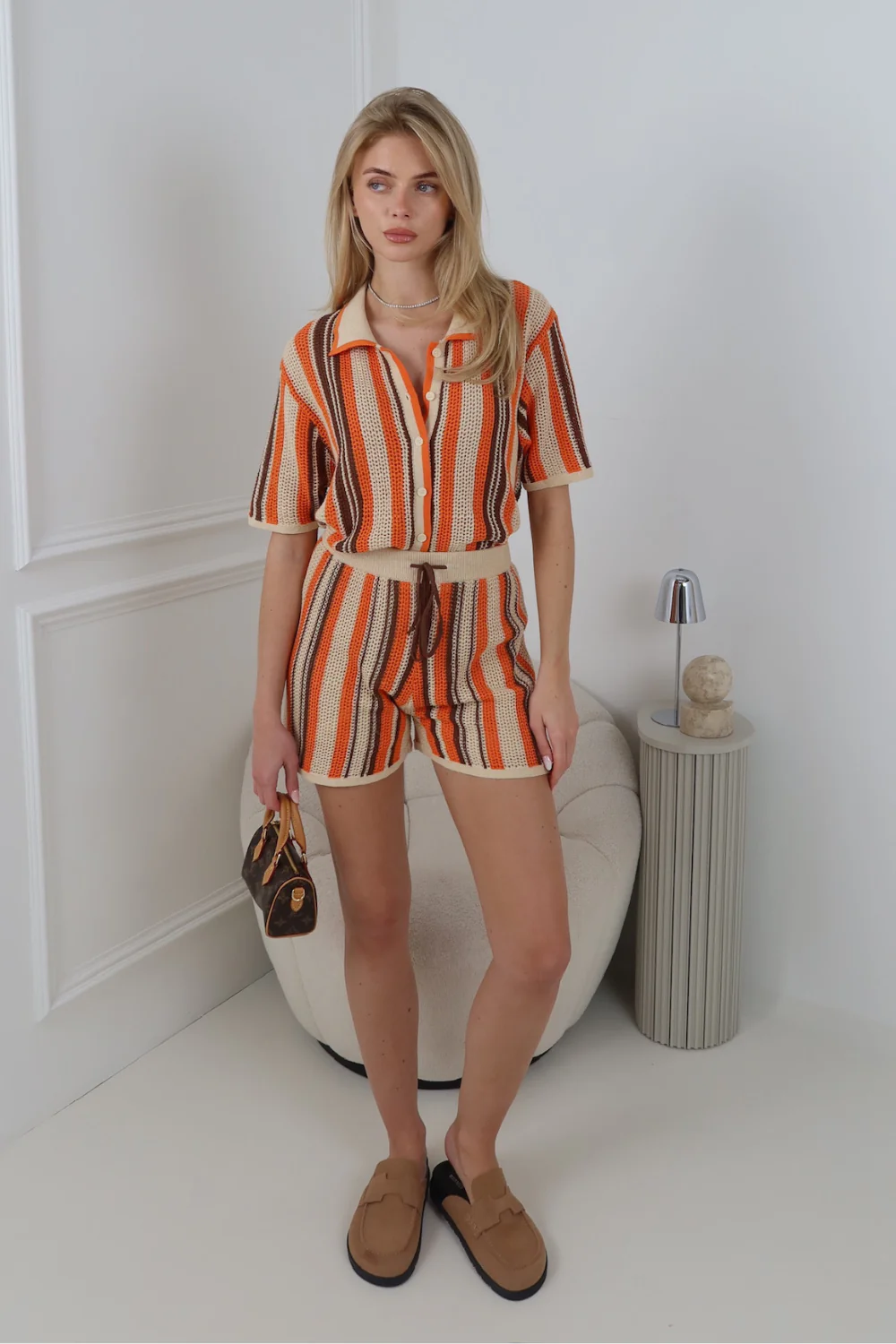 RENEE ORANGE CROCHET SHORTS