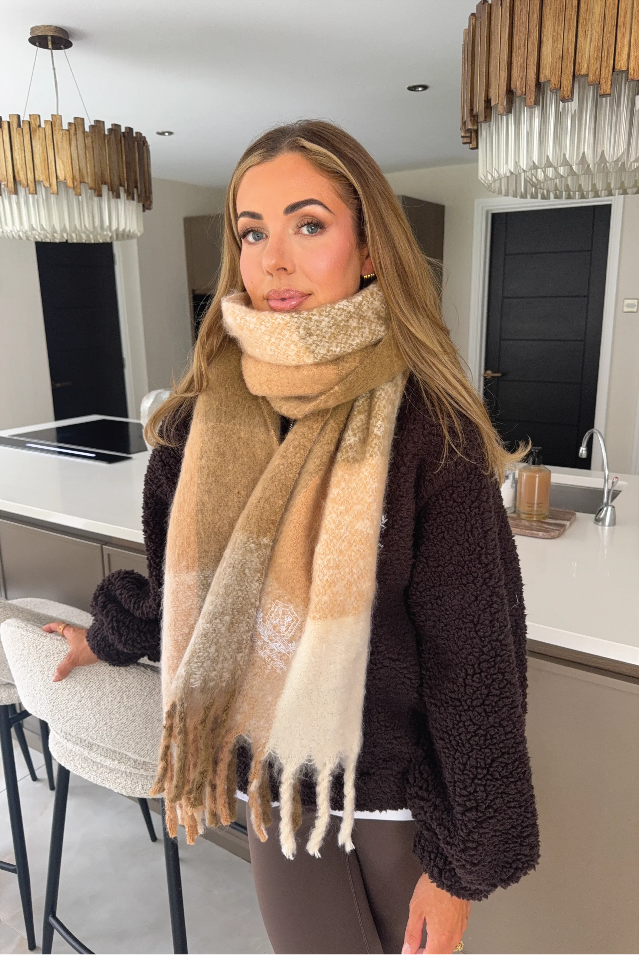 RESORT COLLECTIVE EMBROIDERED BEIGE SCARF - Image 2