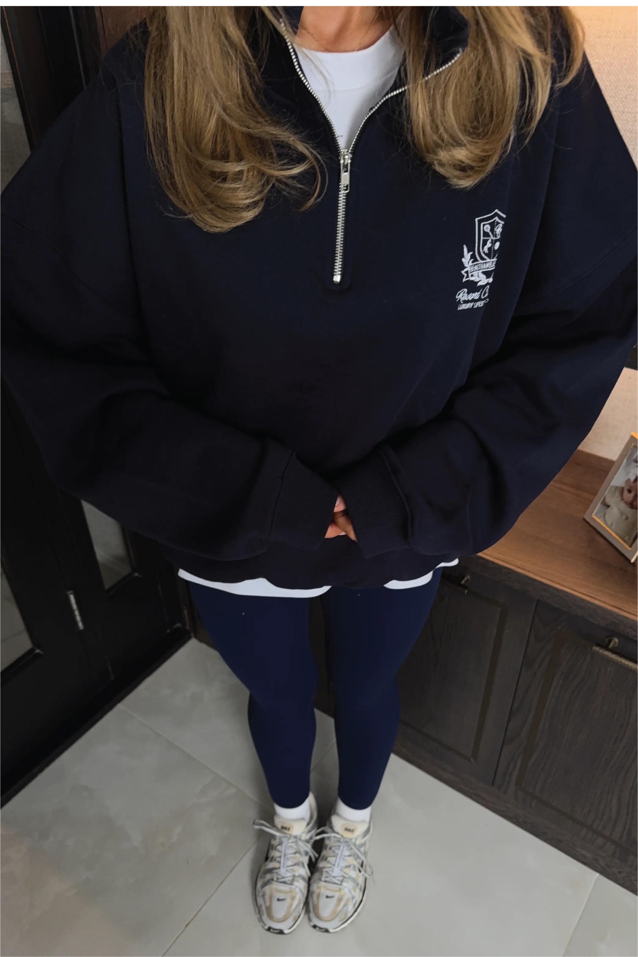 RESORT COLLECTIVE EMBROIDERED NAVY 3/4 ZIP - Image 3