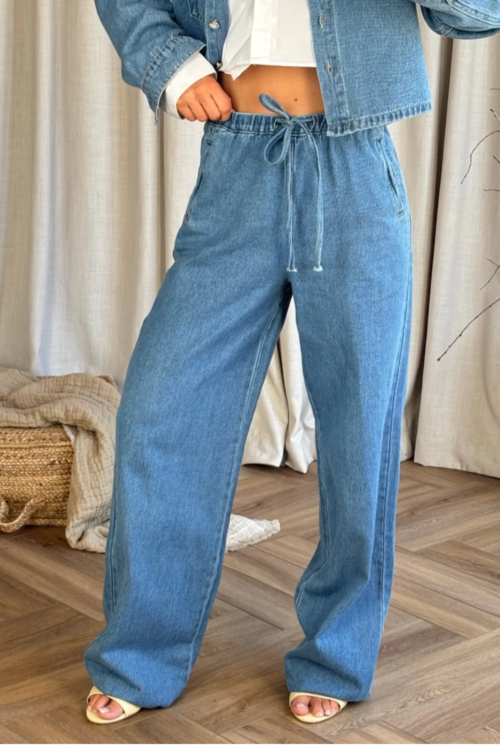 Rhea light denim drawstring jeans - Image 3
