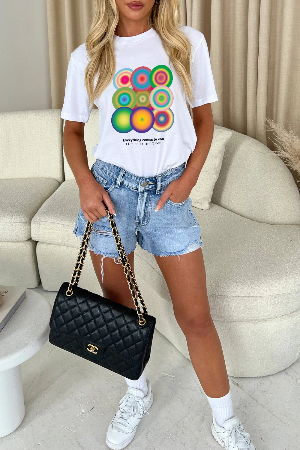 Right time White printed tee - Image 2