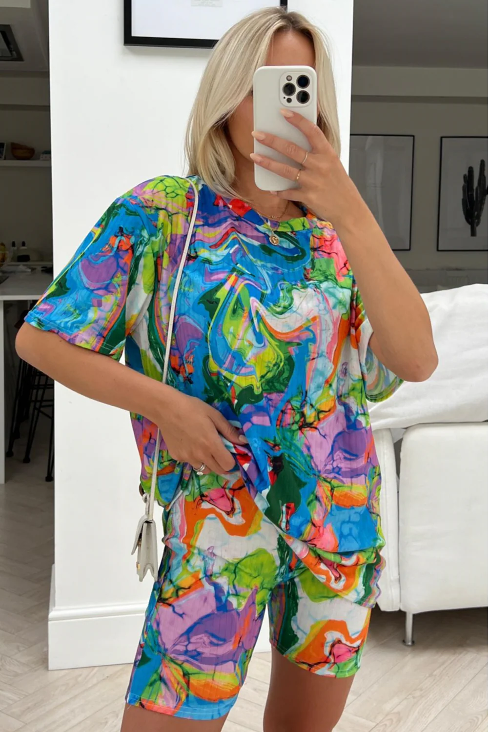 riley multi pattern ribbed cycling short coord