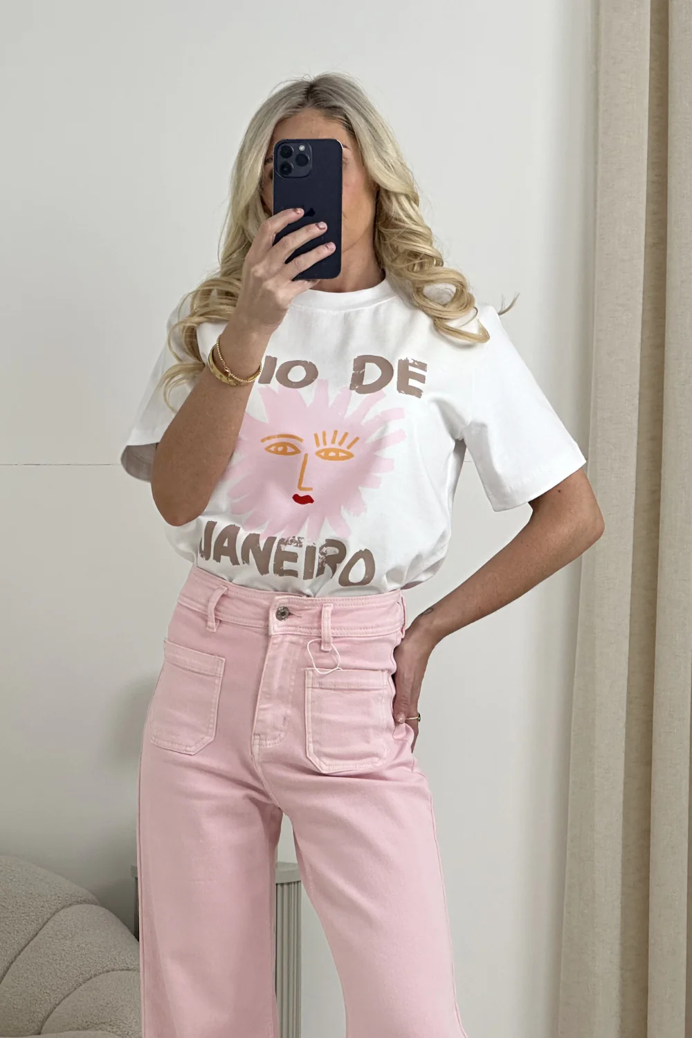 RIO DE JANEIRO PINK PRINTED WHITE HEAVYWEIGHT T-SHIRT - Image 2