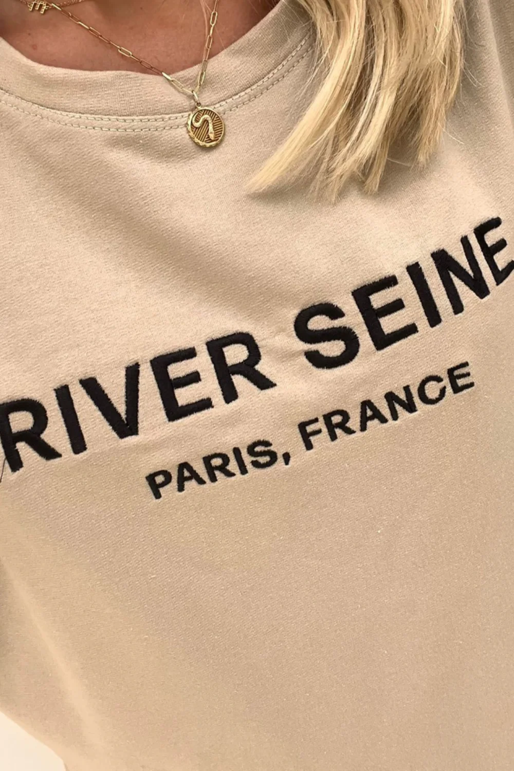 river seine stone & black embroidered cycling short coord - Image 2