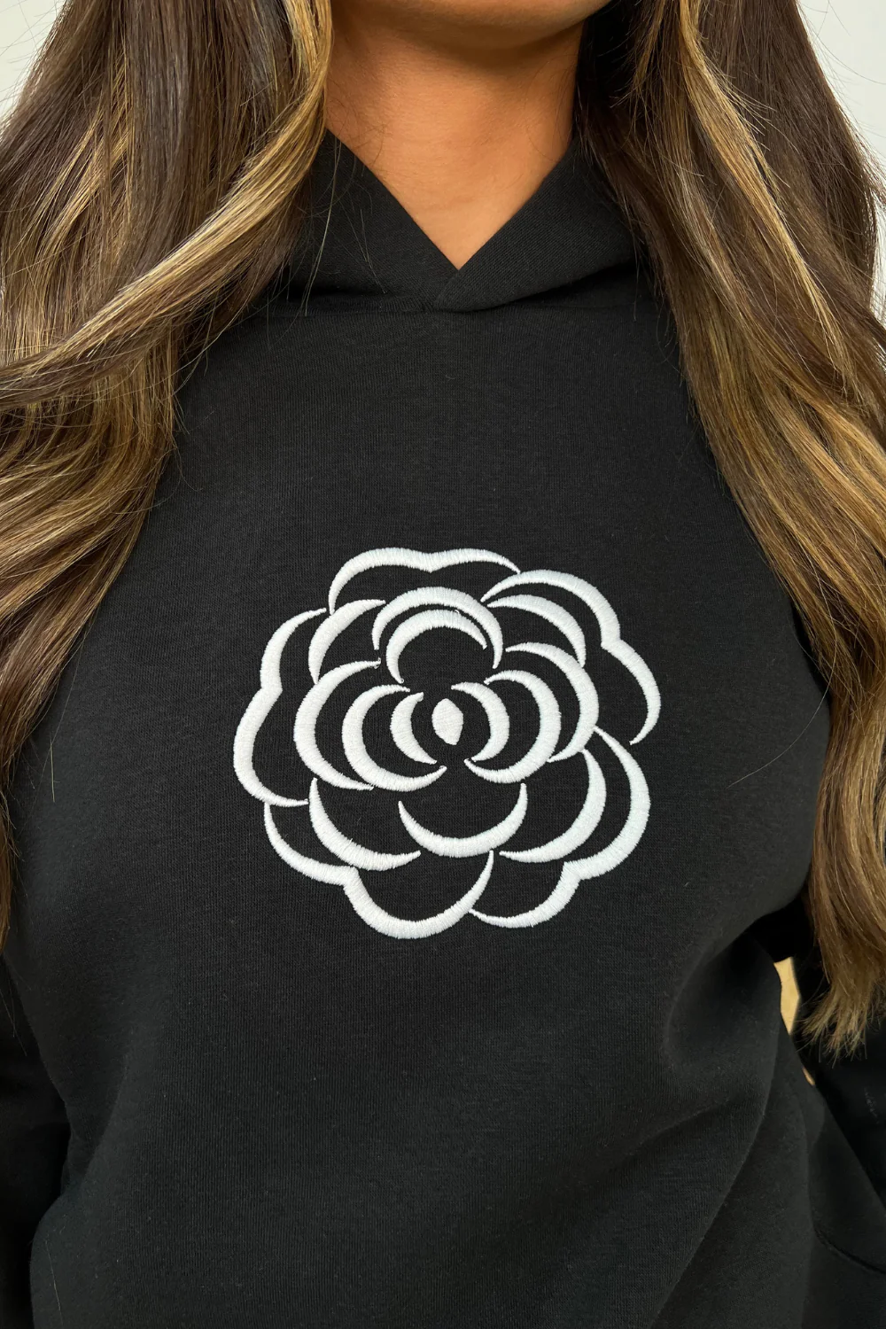 Rose black embroidered relaxed hoodie - Image 2