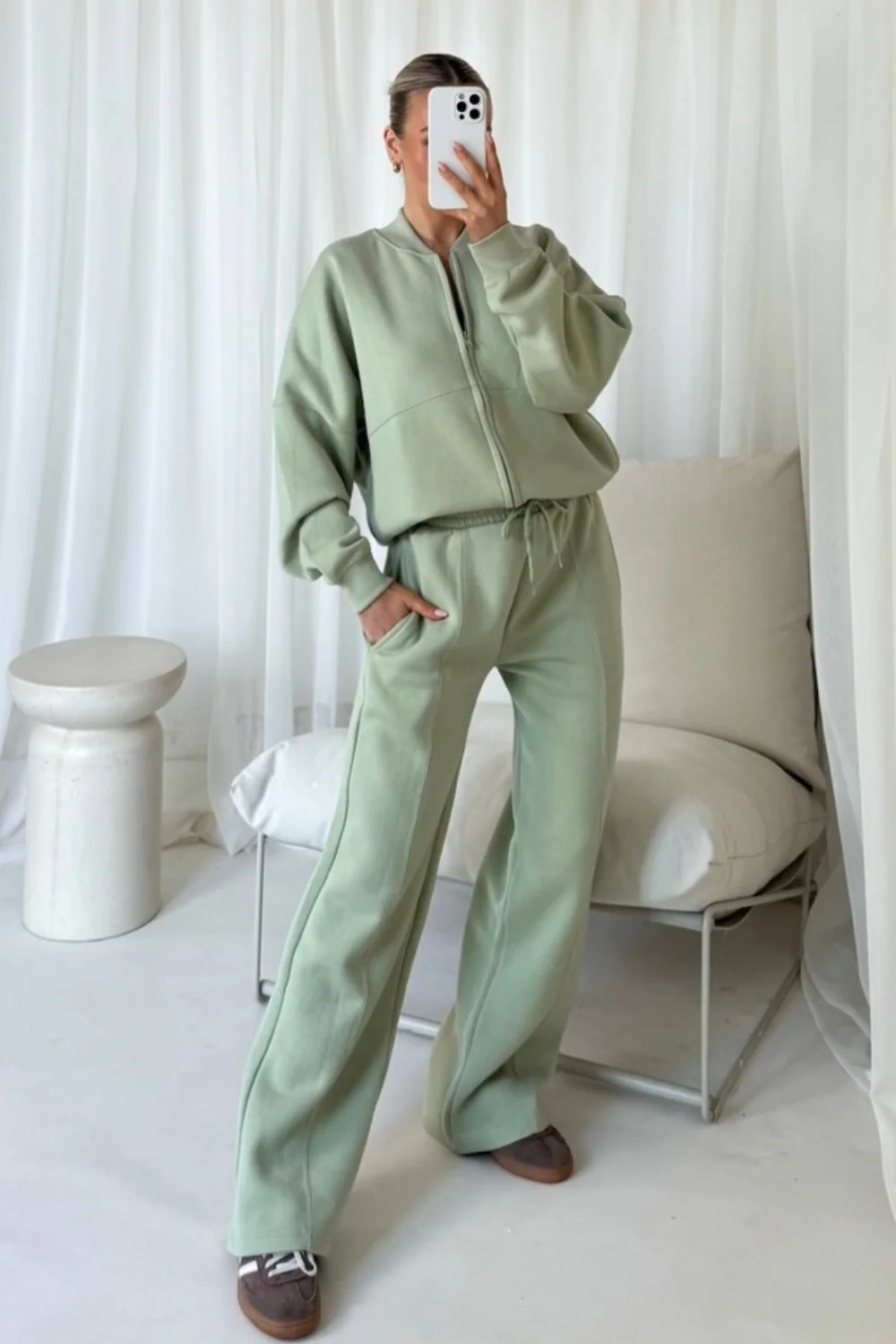 Rosie pistachio bomber jacket and straight leg jogger loungewear - Image 5