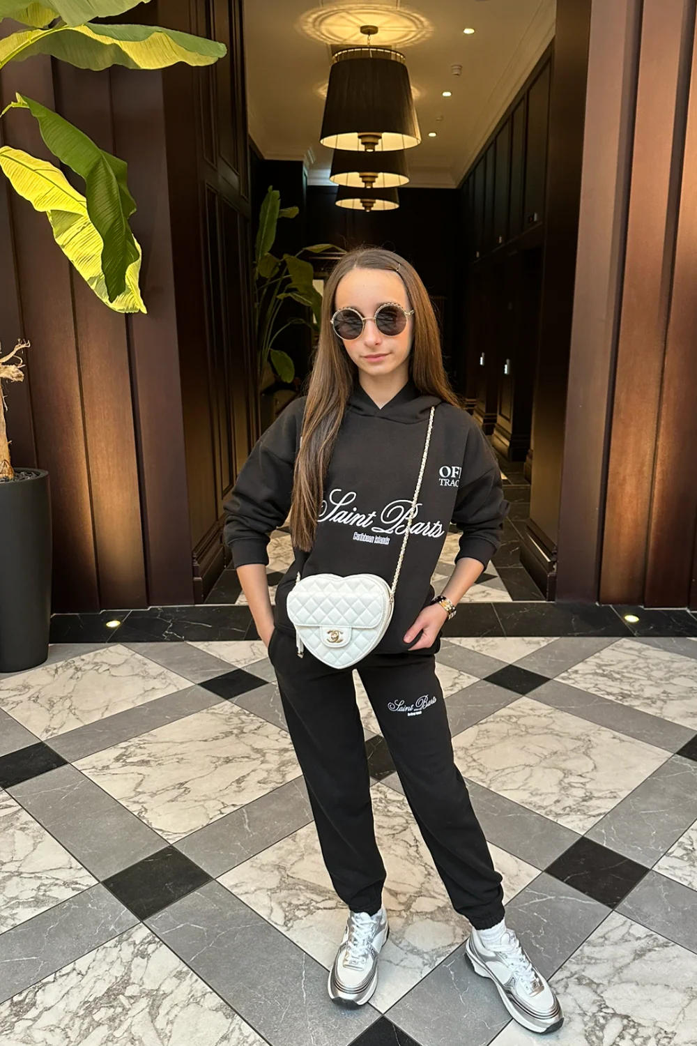 Mini Saint Barts black embroidered hoodie and joggers - Image 2