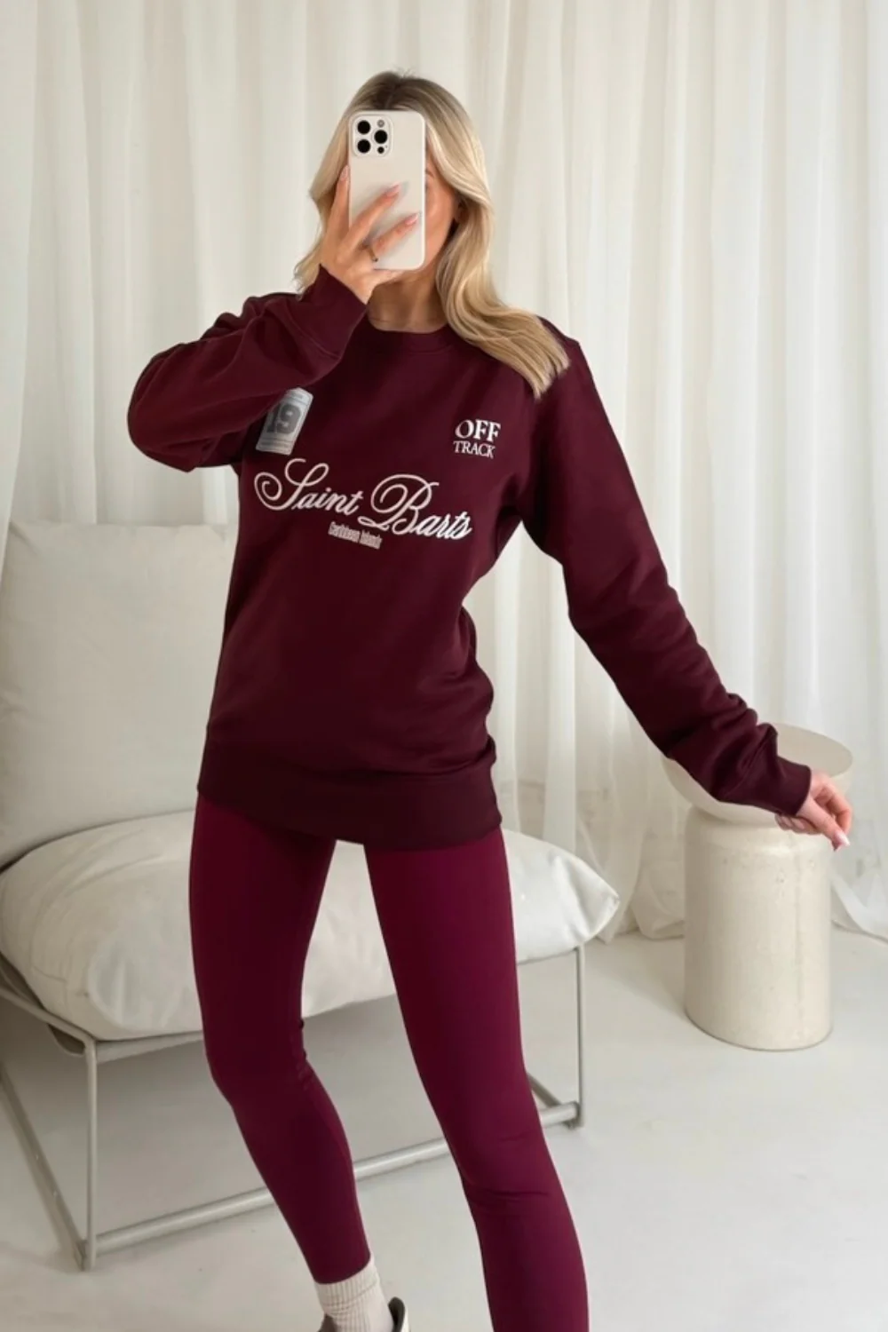 Saint barts burgundy embroidered sweater & legging set - Image 2