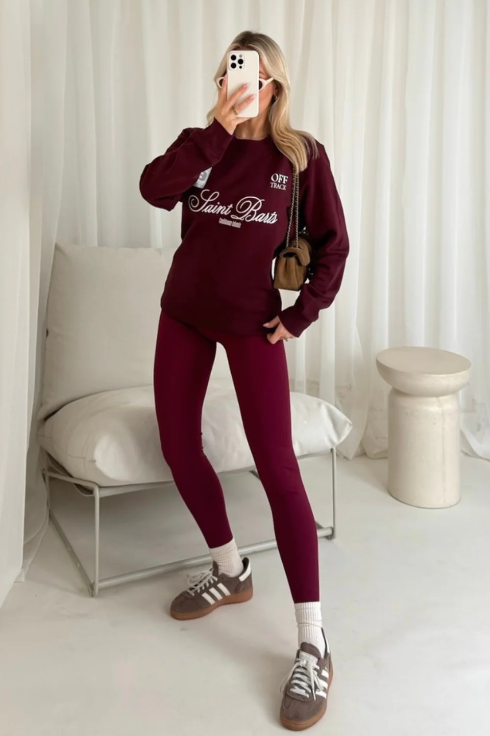 Saint barts burgundy embroidered sweater & legging set - Image 3