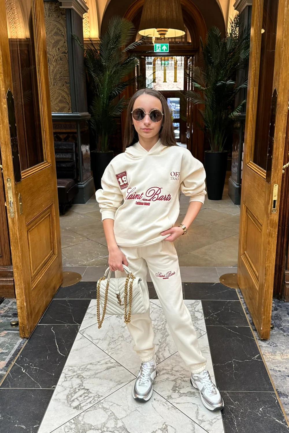 Mini Saint Barts ecru embroidered hoodie and joggers - Image 2