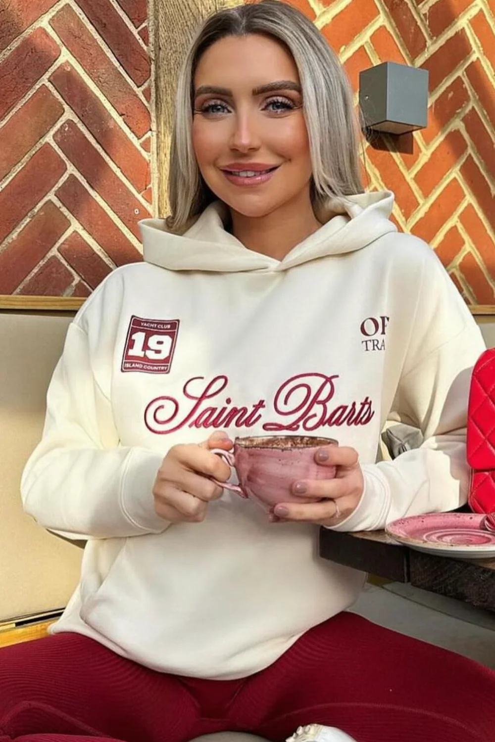Saint Barts ecru embroidered premium relaxed hoodie - Image 2