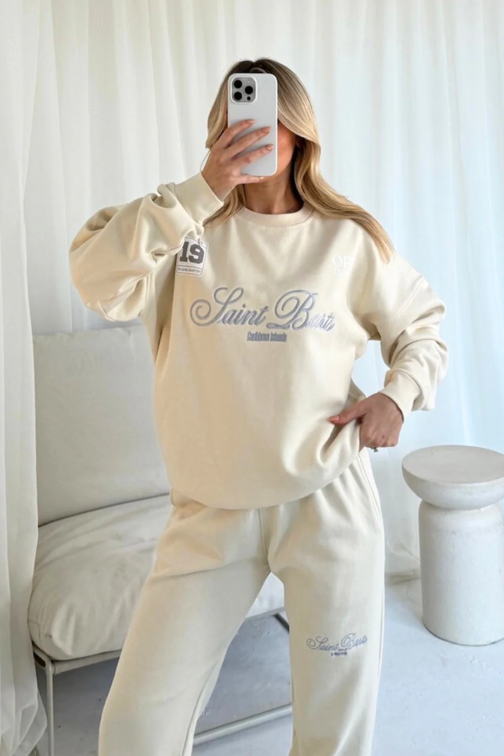 Saint Barts ecru embroidered sweater joggers loungewear - Image 4