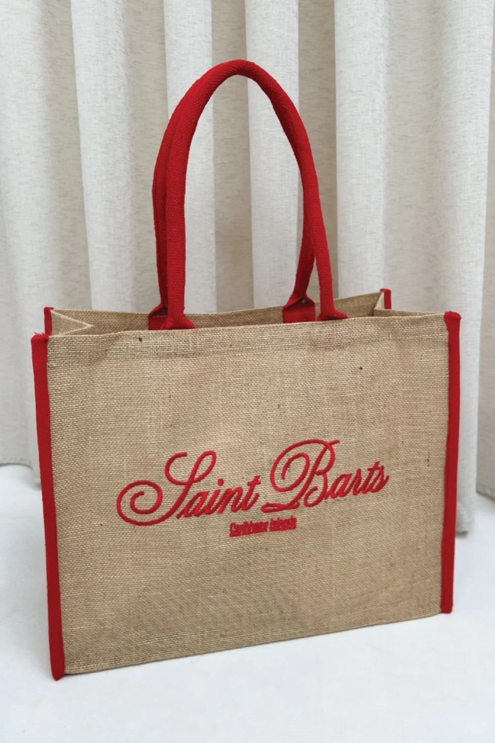 Saint Barts red Embroidered Large Tote