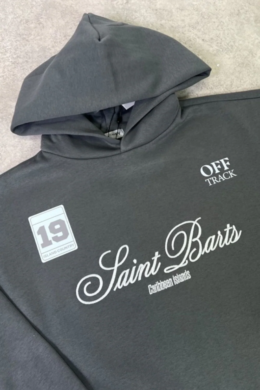 Saint Barts steel grey embroidered premium relaxed hoodie - Image 2