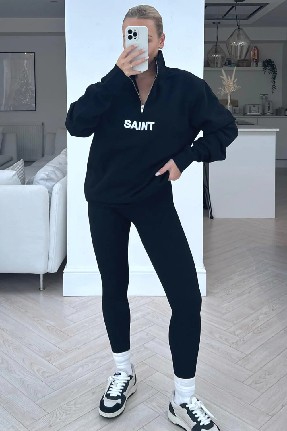 Saint black embroidered 1/4 zip sweater - Image 3