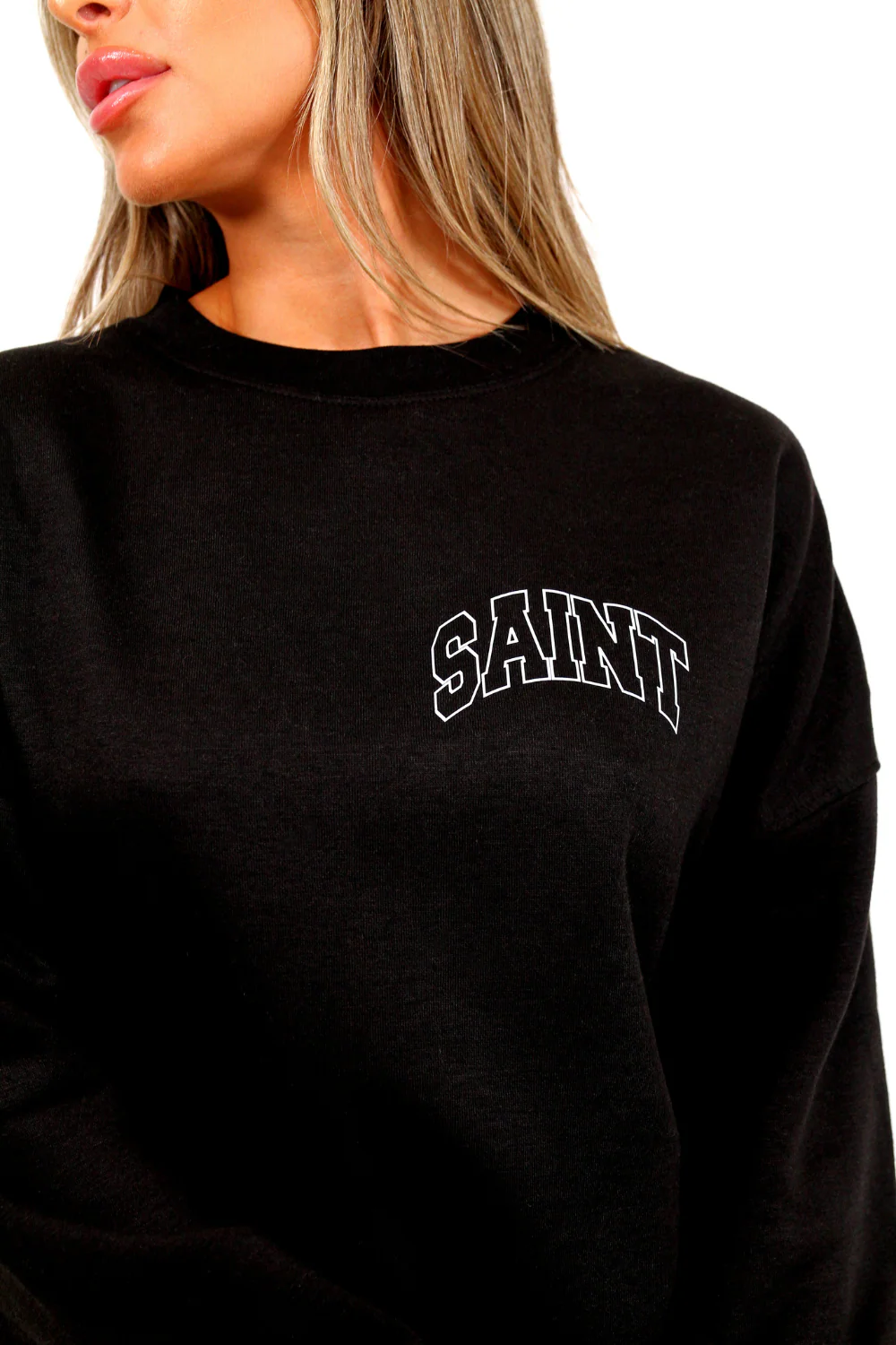 Saint black printed sweater jogger loungewear set - Image 2