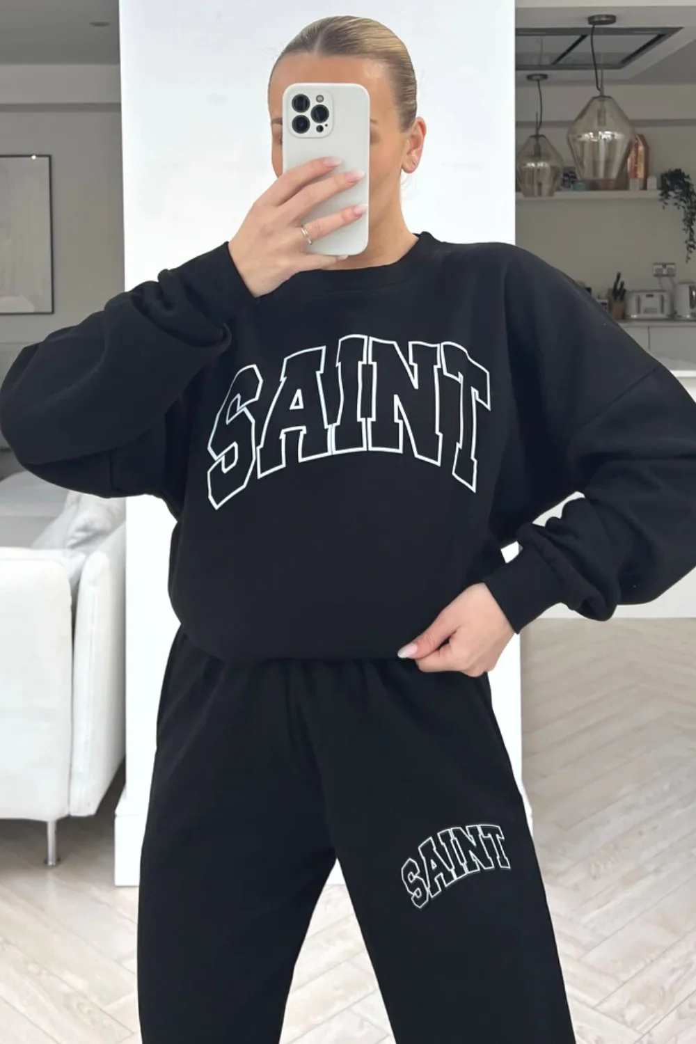Saint Black printed sweater loungewear set - Image 3