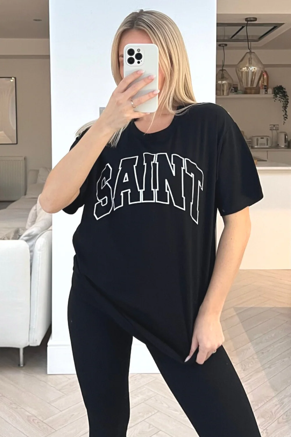 saint black printed tee & legging coord - Image 2