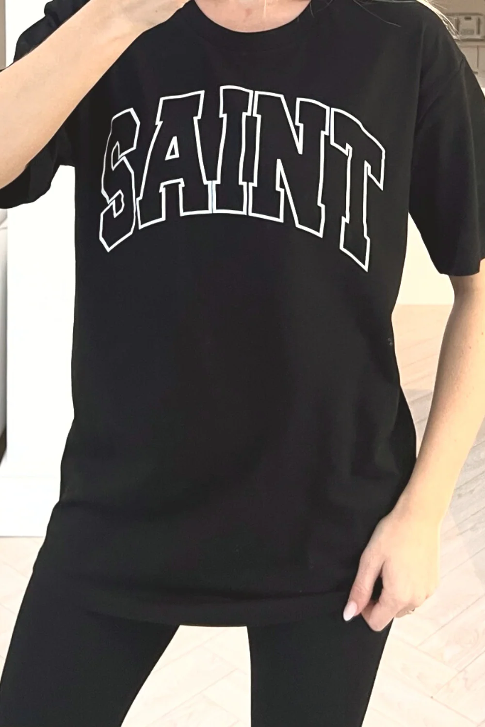 saint black printed tee & legging coord - Image 4