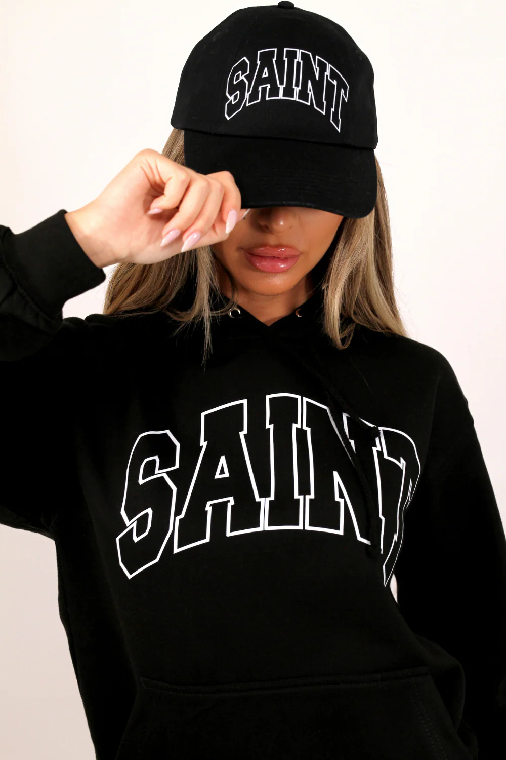 Saint black & white printed cap - Image 2