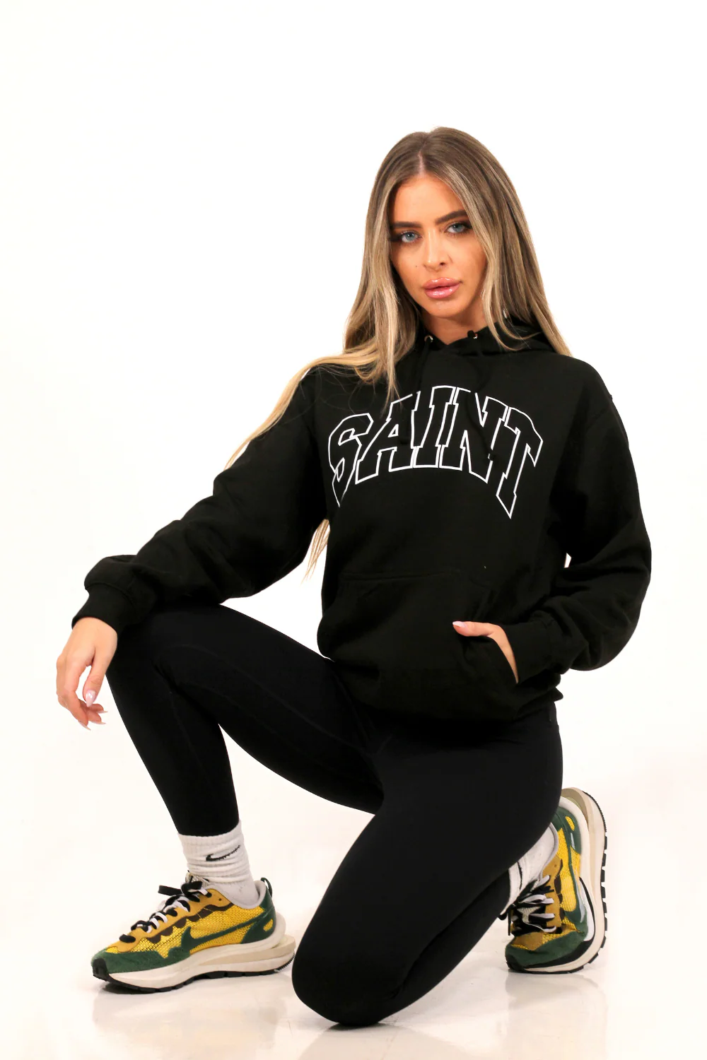 Saint Black & white printed Hoodie - Image 2