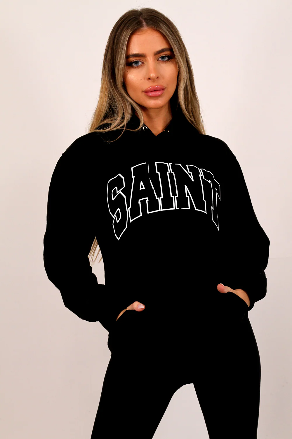 Saint Black & white printed Hoodie - Image 3
