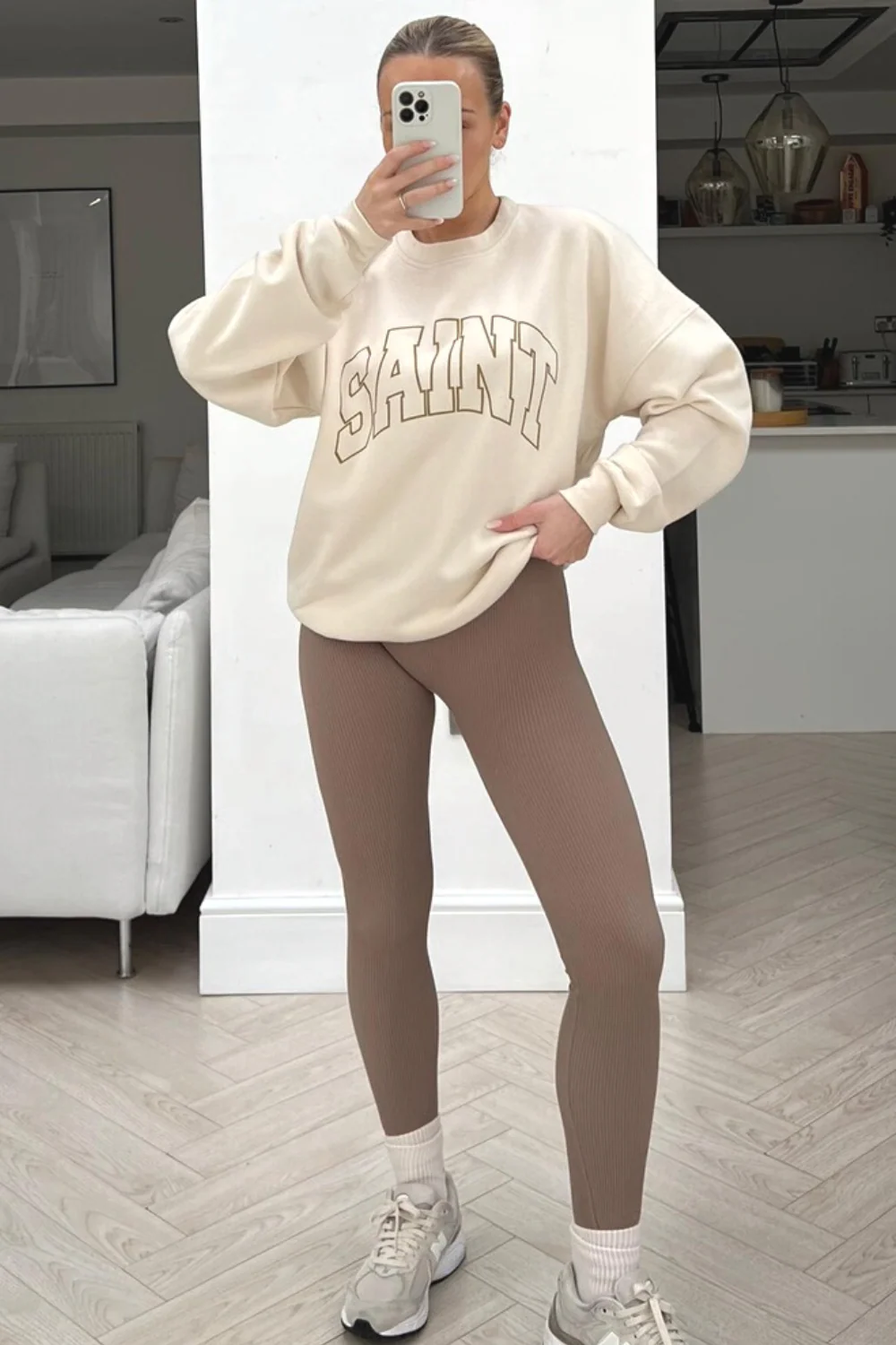 saint ecru printed sweater & legging coord